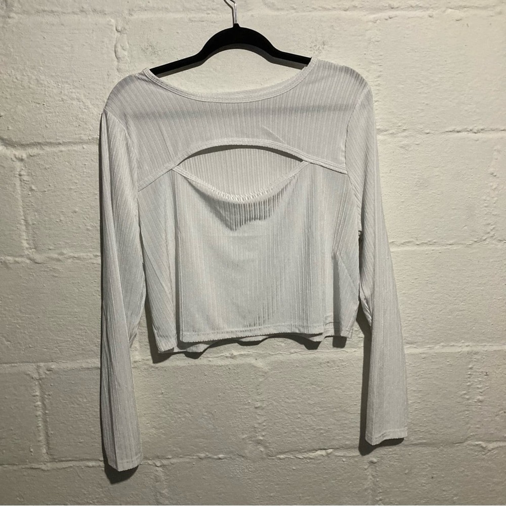 NWT Abound Ribbed Keyhole Cutout Long Sleeve Top in Grey Fog- Size 3X
